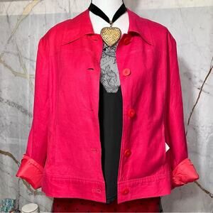 JG Hook Candy Apple Red Women Vintage Linen Blazer size 12 EUC